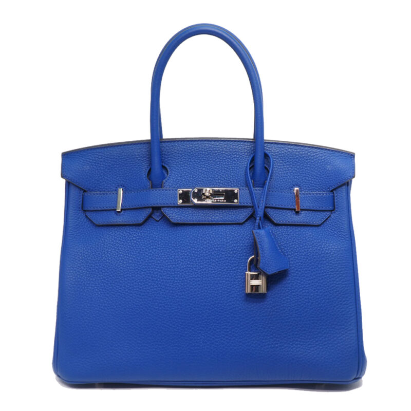 Hermes Birkin 30 Blue Electric Togo Leather Q Stamp Palladium Hardware