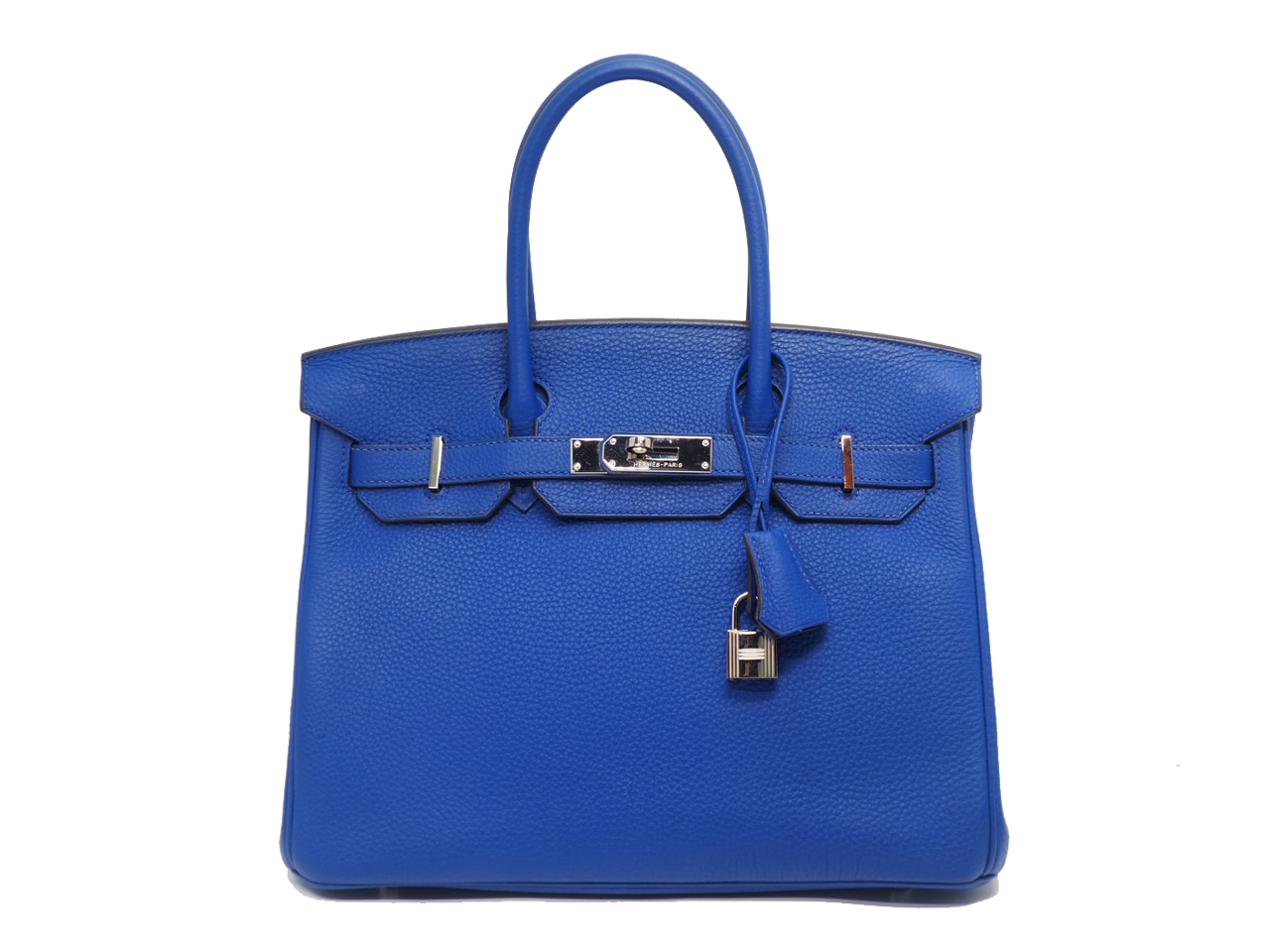 Hermes Birkin 30 Blue Electric Togo Leather Q Stamp Palladium Hardware