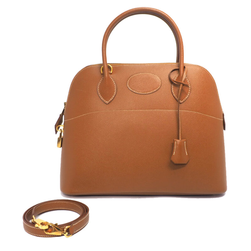 Hermes Gold Vintage Bolide 31cm Epsom Leather Tote with Strap Gold Hardware- B Square