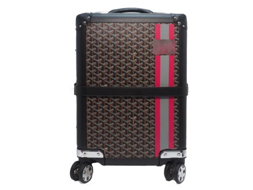 Goyard Black Goyardine Coated Canvas/ Leather Bourget PM Trolley Travel Luggage