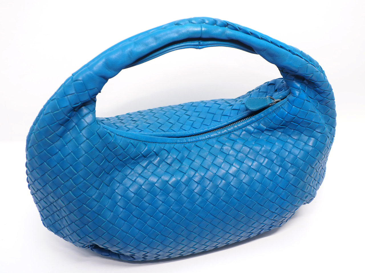 Bottega Veneta 232499 Electric Blue Belly Veneta Intrecciato Woven Small Hobo Bag - Image 6