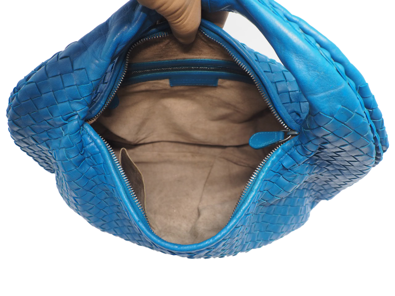 Bottega Veneta 232499 Electric Blue Belly Veneta Intrecciato Woven Small Hobo Bag - Image 7