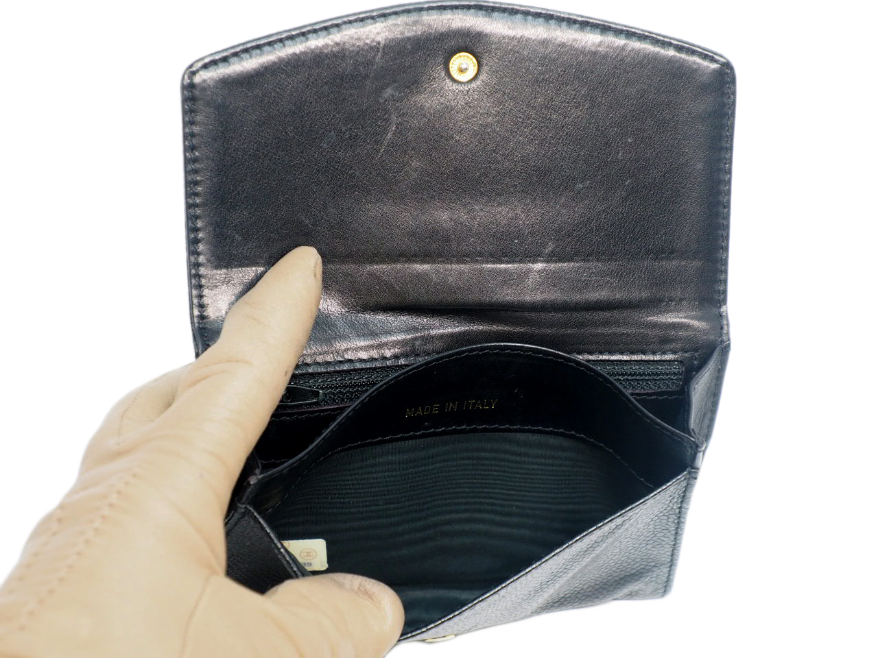 Chanel 2456239 Vintage Black Caviar Leather Coin/ Card/ Wallet/ Clutch - Image 6