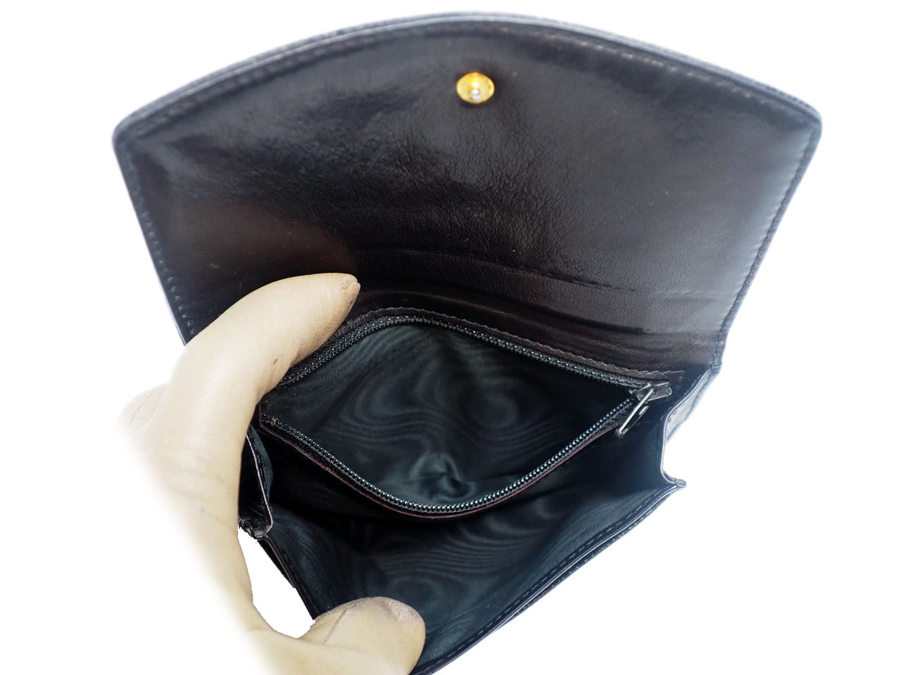 Chanel 2456239 Vintage Black Caviar Leather Coin/ Card/ Wallet/ Clutch - Image 8