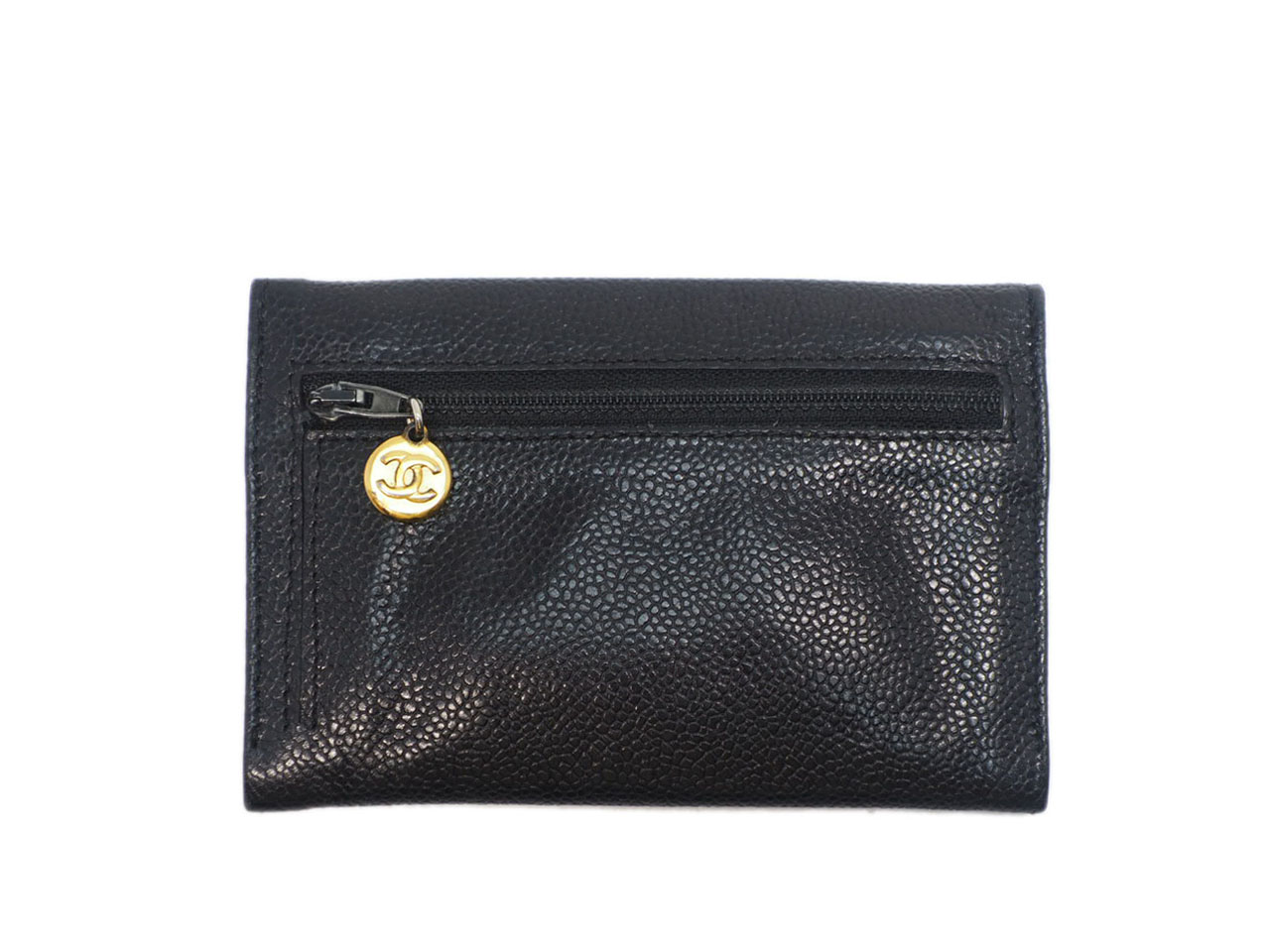 Chanel 2456239 Vintage Black Caviar Leather Coin/ Card/ Wallet/ Clutch - Image 3