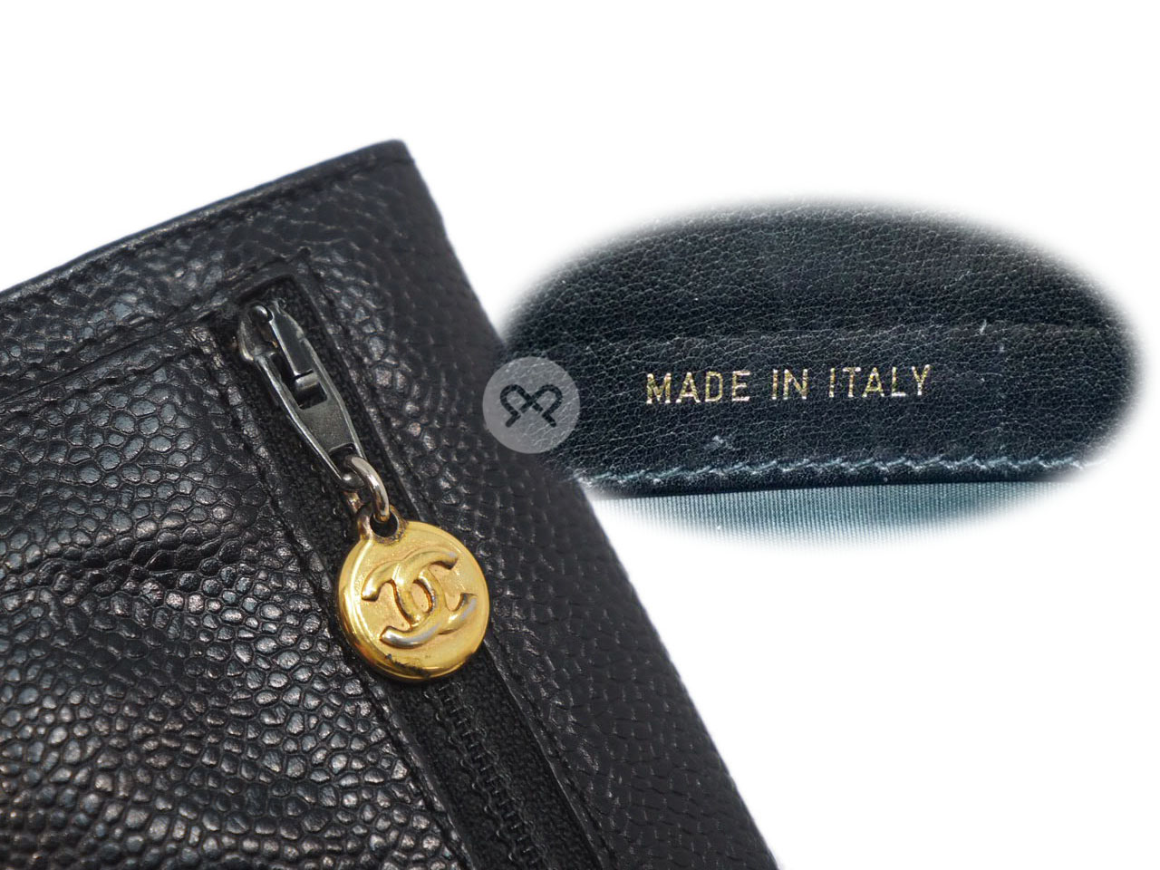 Chanel 2456239 Vintage Black Caviar Leather Coin/ Card/ Wallet/ Clutch - Image 4