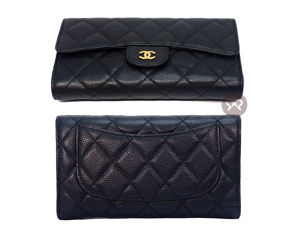 Chanel 16826545 Black Caviar A31506 Timeless Classic Flap Long Wallet 6 Cards Bi-fold Gold Hardware - Image 3