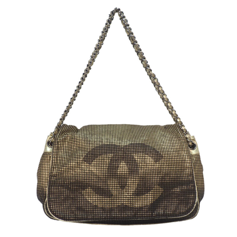 Chanel 11910412 Limited Edition Metallic Gold Hollywood Accordion Flap Shoulder Bag