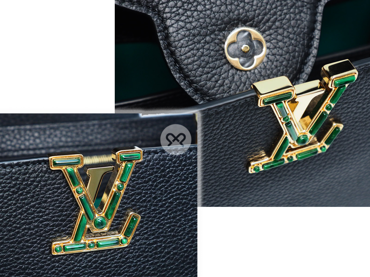 BRAND NEW ! Louis Vuitton M59066 Limited Collection Black Taurillon Leather LV Signature CAPUCINES BB - Image 6