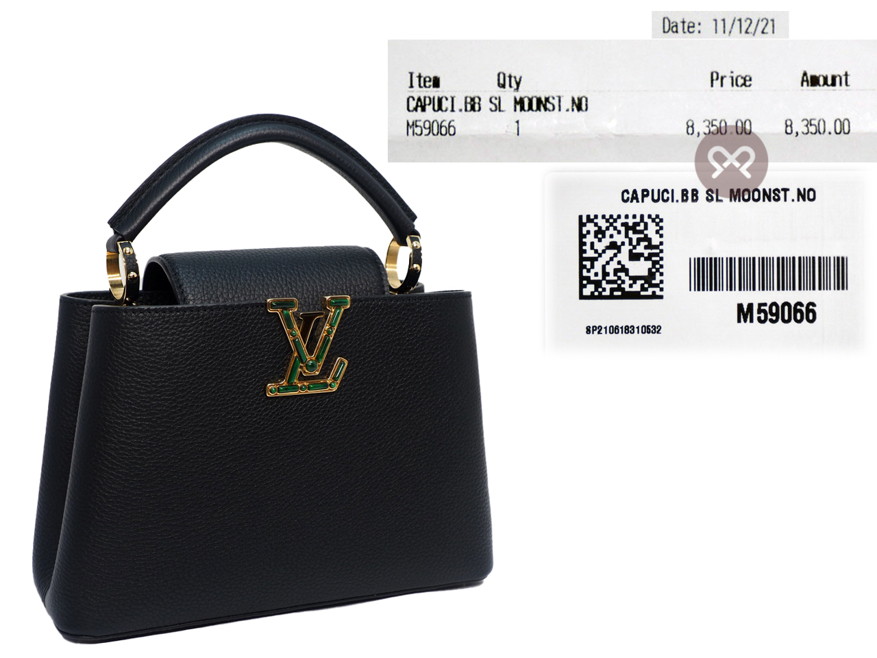 BRAND NEW ! Louis Vuitton M59066 Limited Collection Black Taurillon Leather LV Signature CAPUCINES BB - Image 2