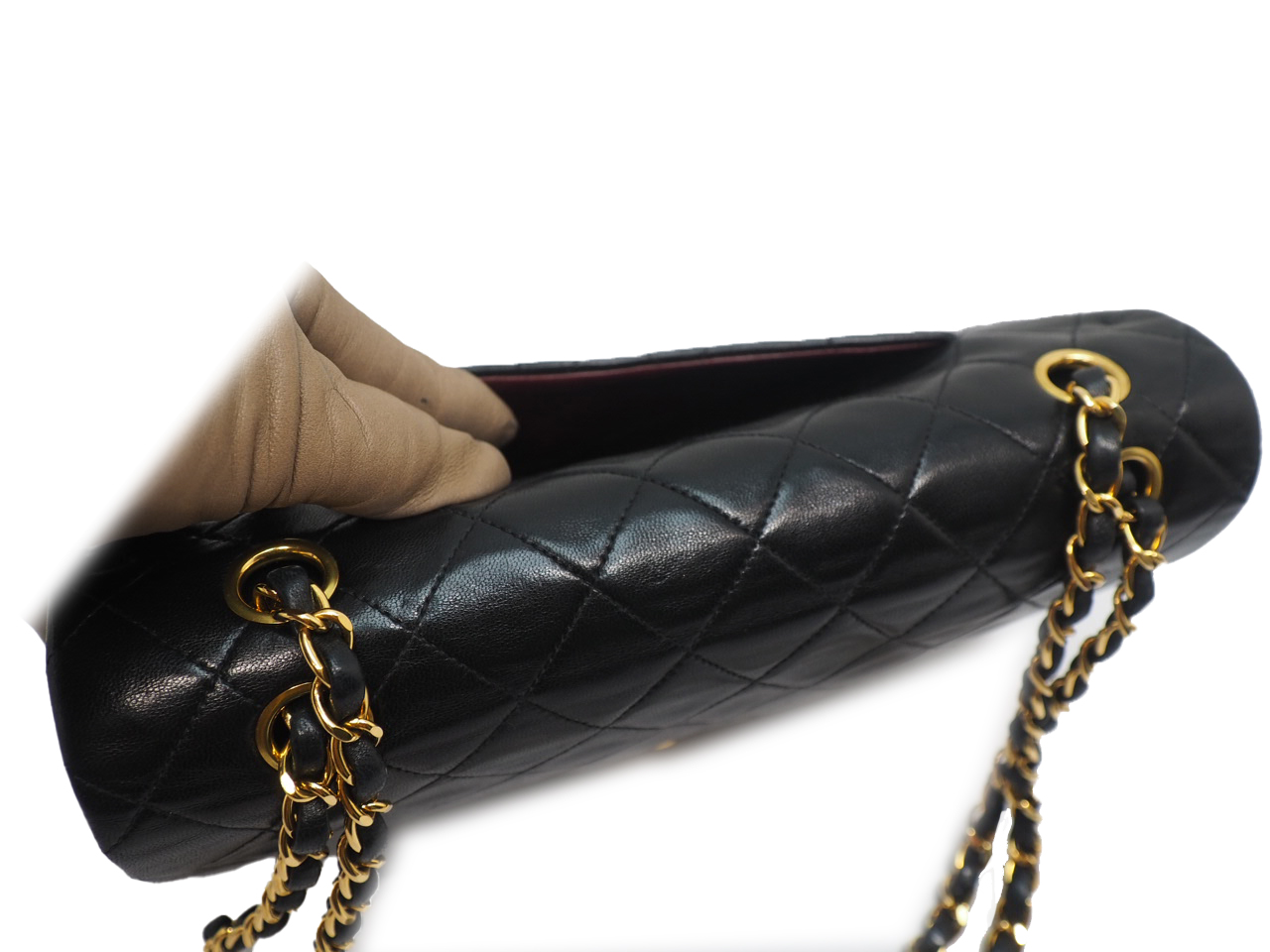 Chanel 2462096 Vintage Black Lambskin Quilted Medium Flap Gold Hardware 2-way Bag - Image 11