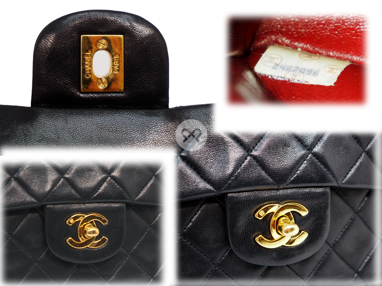 Chanel 2462096 Vintage Black Lambskin Quilted Medium Flap Gold Hardware 2-way Bag - Image 8