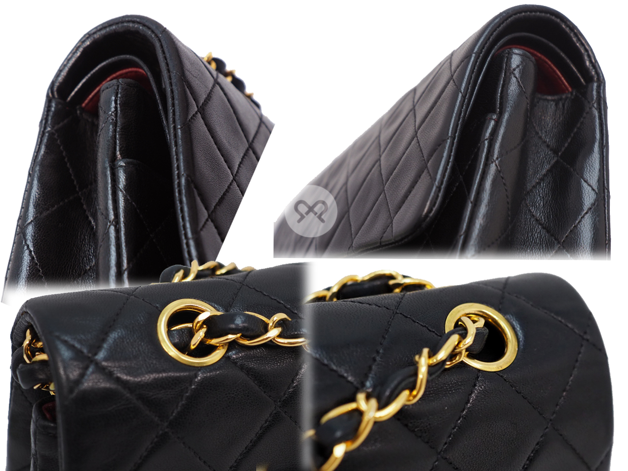 Chanel 2462096 Vintage Black Lambskin Quilted Medium Flap Gold Hardware 2-way Bag - Image 9