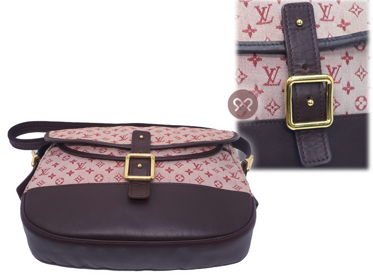 Louis Vuitton M92671 Cerise/ Cherry Monogram Mini Lin Canvas Berangere Document Shoulder/ Crossbody Bag ( TH0014) - Image 4