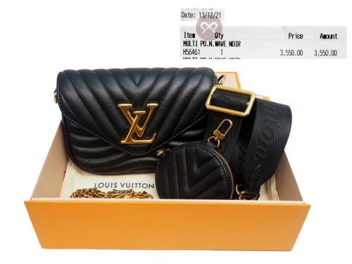 Louis Vuitton M56461 Black Calf Leather New Wave Multi Pochette Handbag