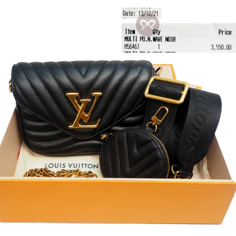Louis Vuitton M56461 Black Calf Leather New Wave Multi Pochette Handbag