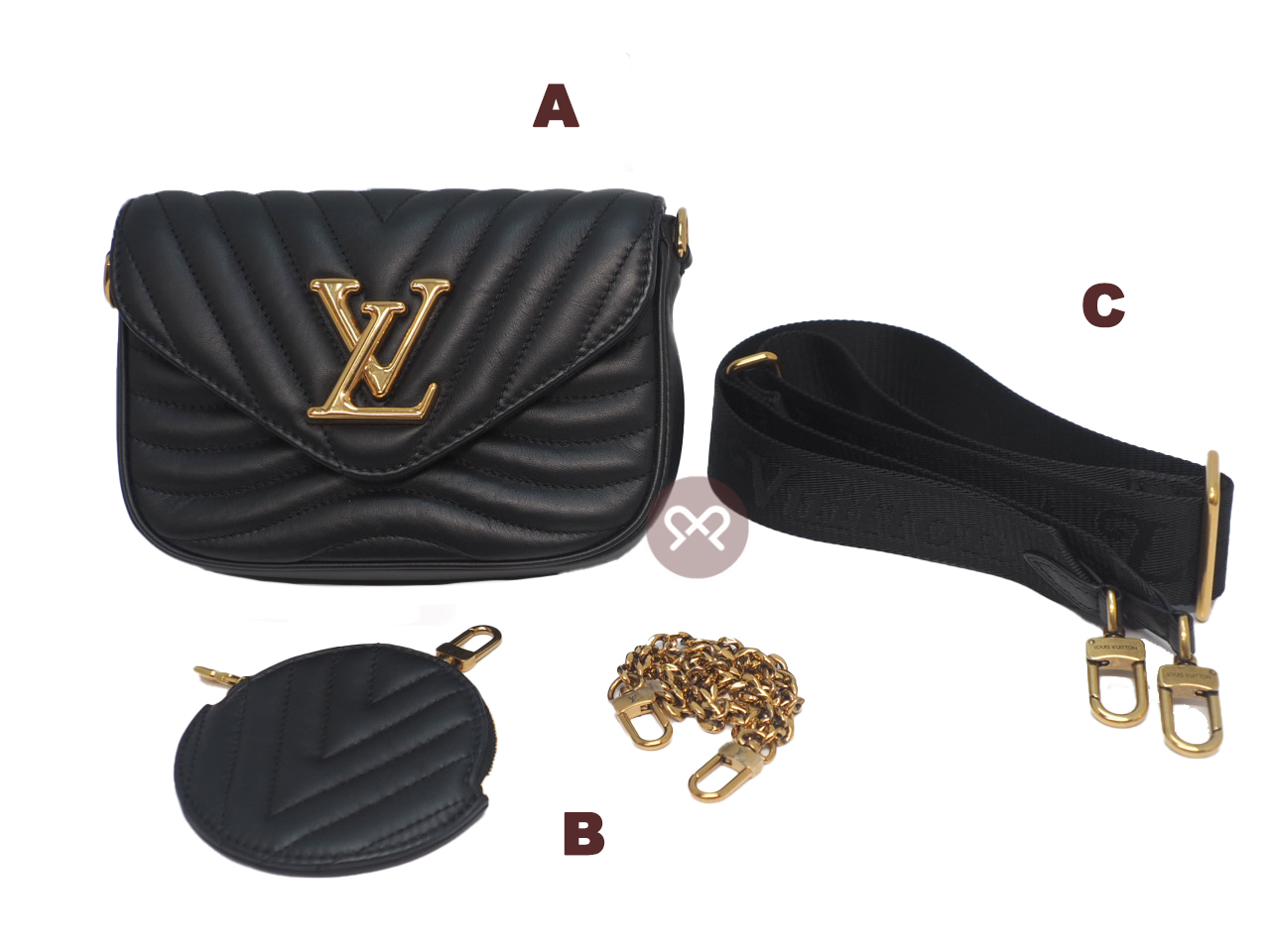 Louis Vuitton M56461 Black Calf Leather New Wave Multi Pochette Handbag - Image 2