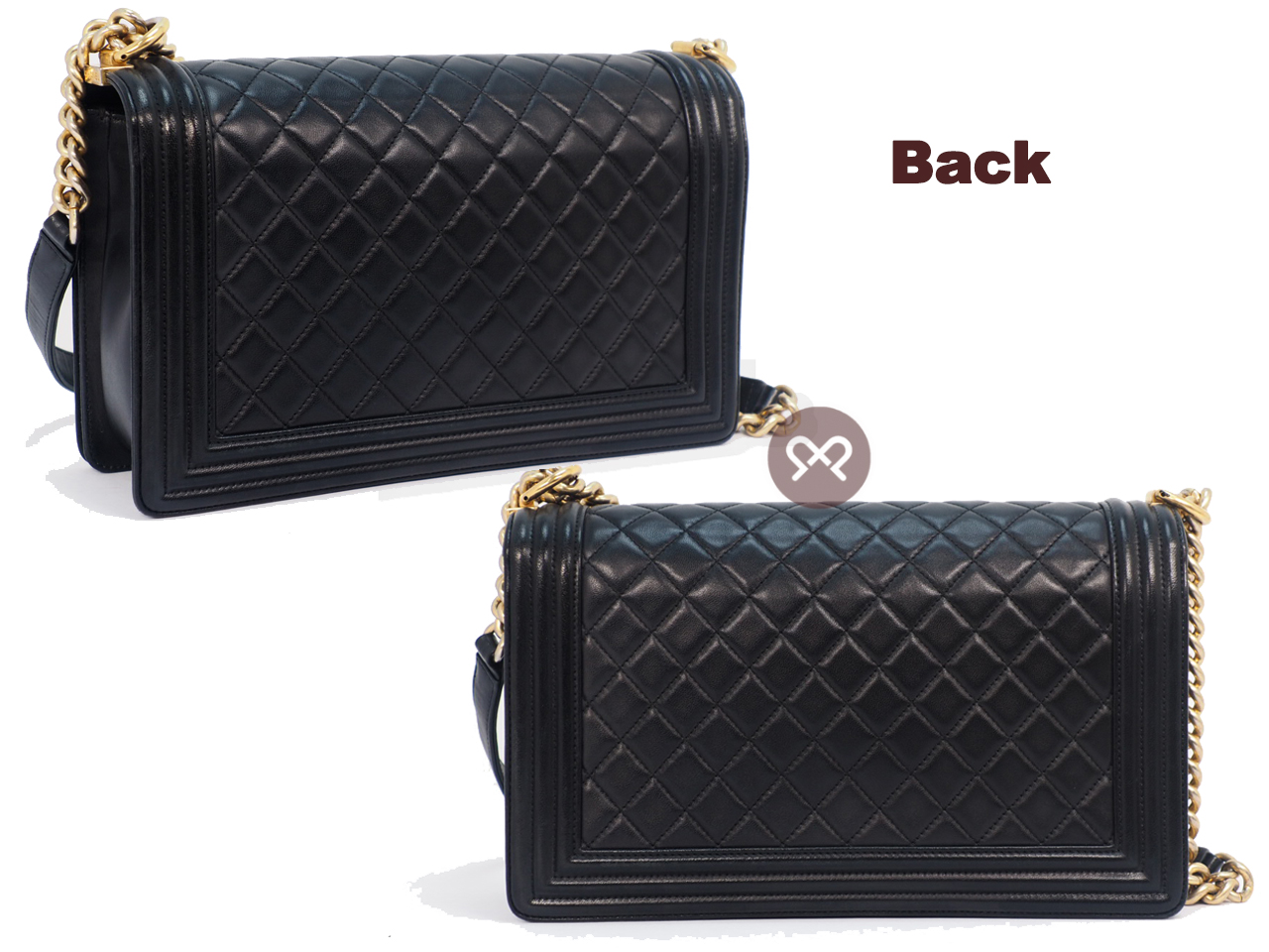 Chanel 21367880 Black Lambskin New Medium/ Large Boy 28cm A92193Y Antique Gold-Tone Hardware - Image 3