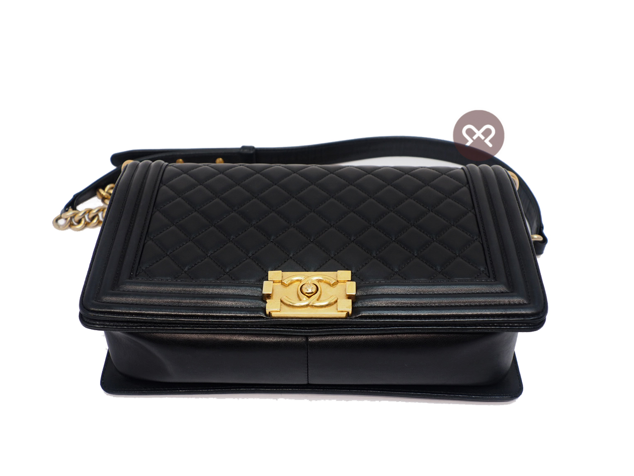 Chanel 21367880 Black Lambskin New Medium/ Large Boy 28cm A92193Y Antique Gold-Tone Hardware - Image 9