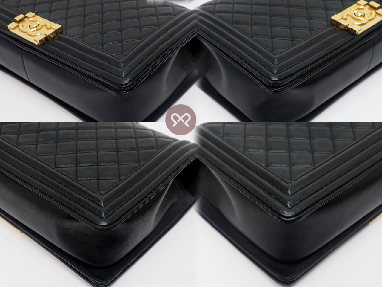 Chanel 21367880 Black Lambskin New Medium/ Large Boy 28cm A92193Y Antique Gold-Tone Hardware - Image 5