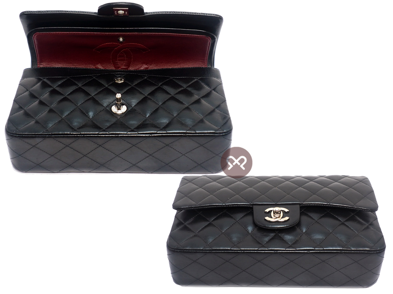 CHANEL 13834062 Black Lambskin Medium Classic Flap Silver Hardware- 25cm - Image 4