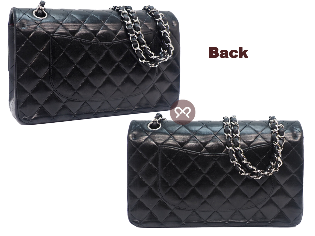 CHANEL 13834062 Black Lambskin Medium Classic Flap Silver Hardware- 25cm - Image 3