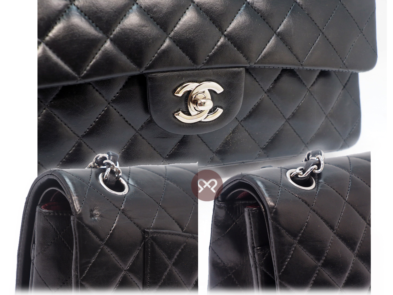 CHANEL 13834062 Black Lambskin Medium Classic Flap Silver Hardware- 25cm - Image 6