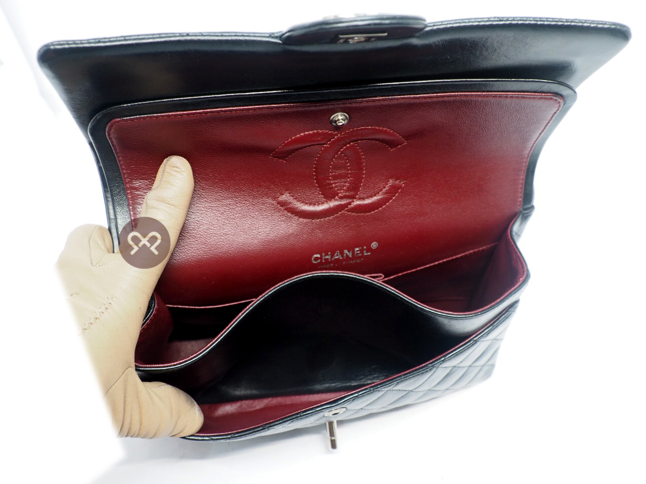 CHANEL 13834062 Black Lambskin Medium Classic Flap Silver Hardware- 25cm - Image 12