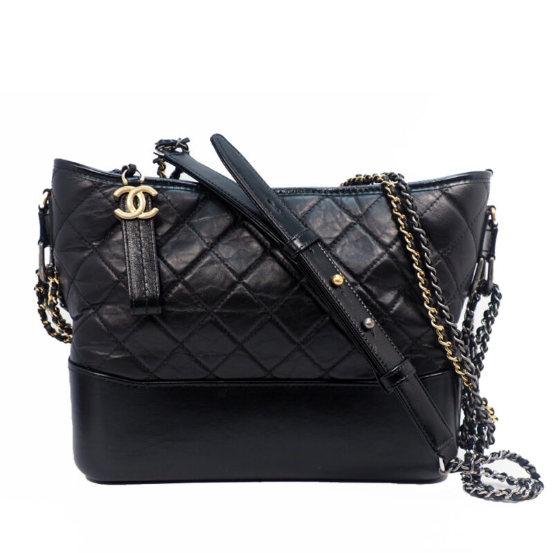 CHANEL 25310098 A93824Y 28cm Black Quilted Leather Gabrielle Large Hobo Shoulder bag