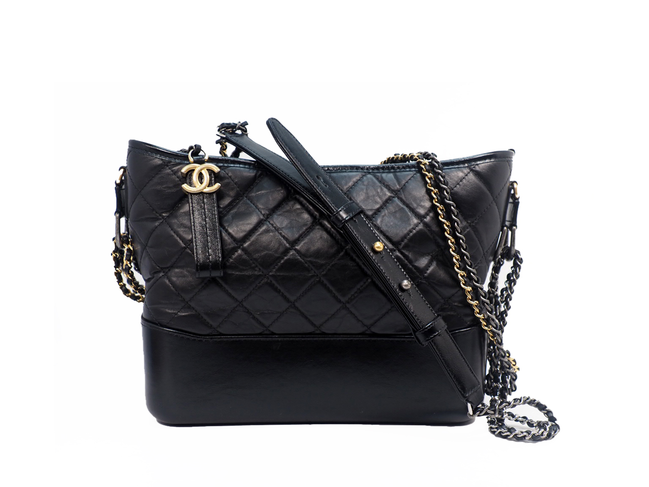 CHANEL 25310098 A93824Y 28cm Black Quilted Leather Gabrielle Large Hobo Shoulder bag