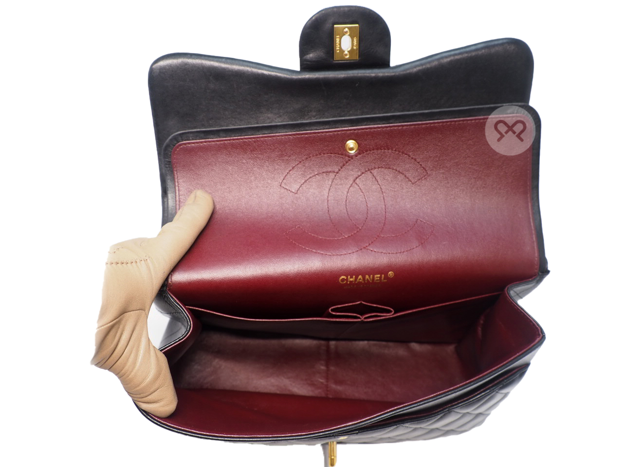 Chanel 14980709 Black Lambskin A58600 Classic Jumbo Double Flap 30cm Gold Hardware Bag - Image 10