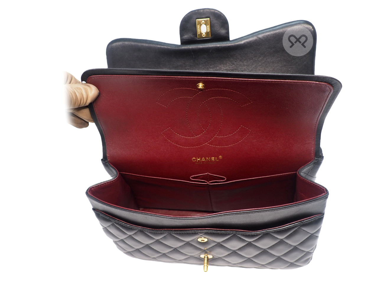 Chanel 14980709 Black Lambskin A58600 Classic Jumbo Double Flap 30cm Gold Hardware Bag - Image 9