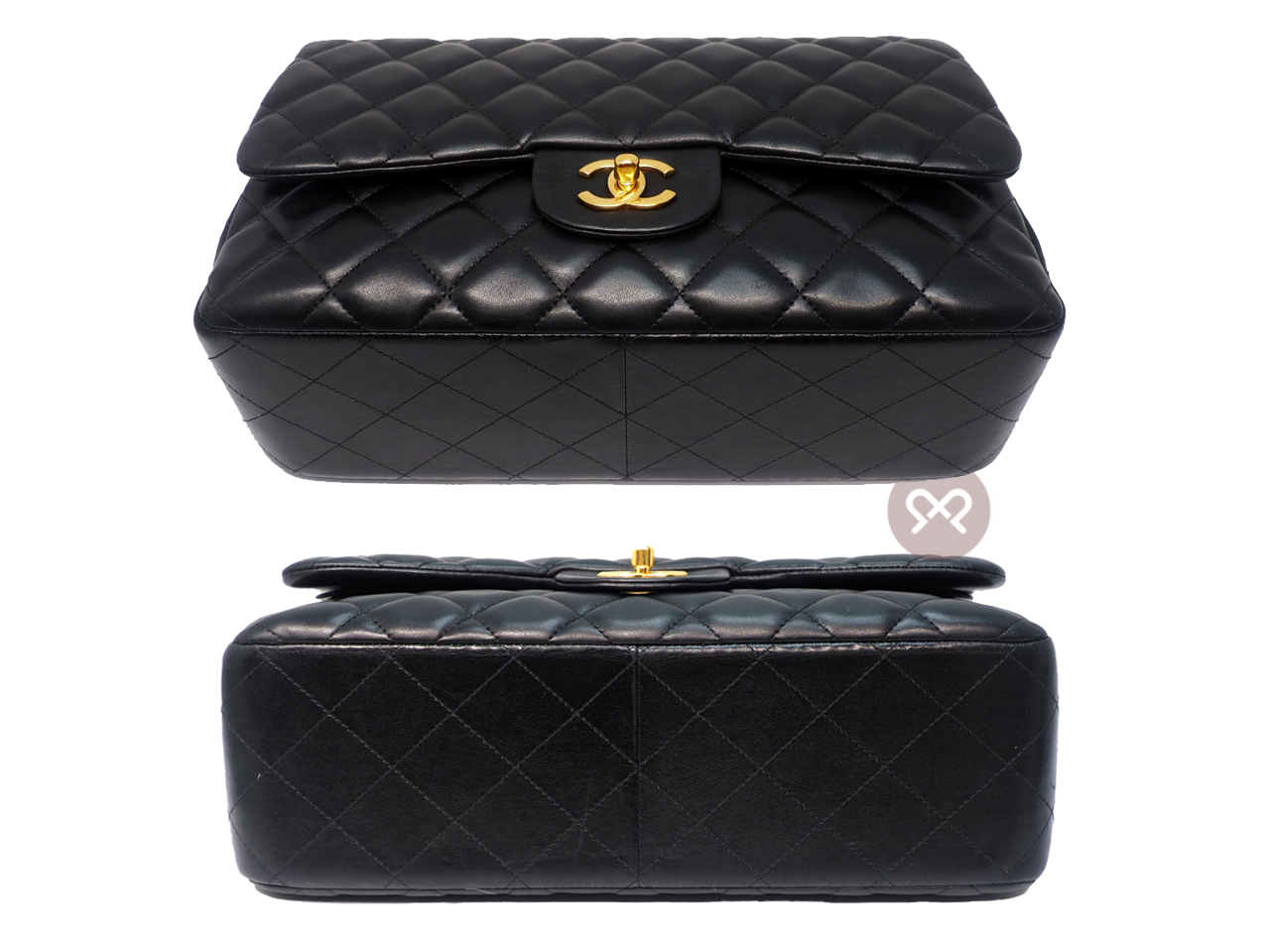 Chanel 14980709 Black Lambskin A58600 Classic Jumbo Double Flap 30cm Gold Hardware Bag - Image 4