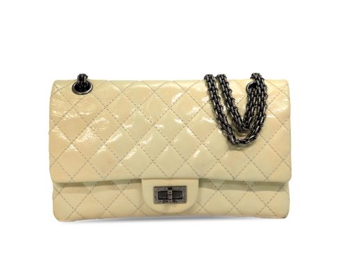 Chanel 11098134 Small 225 Reissue 2.55 24cm Vanilla / White Patent Leather Ruthenium Hardware bag