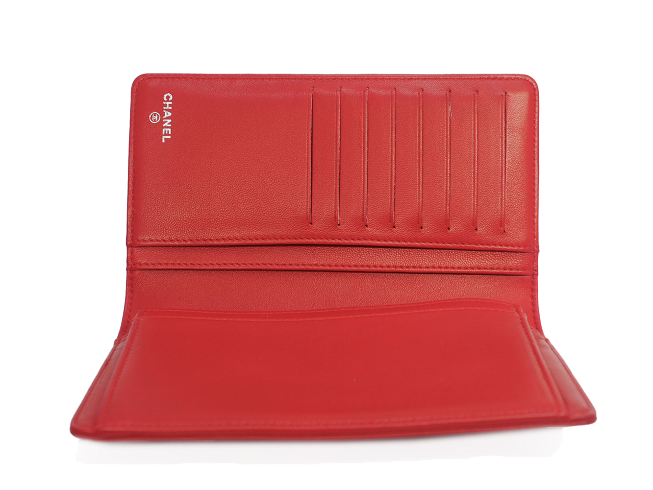 Brand New ! Chanel 20288436 Red Lambskin Boy Flap 8 Cards Long Wallet Ruthenium Hardware - Image 4