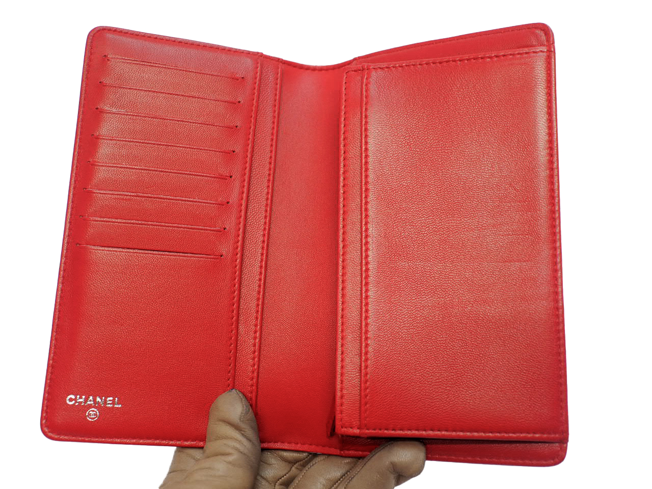 Brand New ! Chanel 20288436 Red Lambskin Boy Flap 8 Cards Long Wallet Ruthenium Hardware - Image 3