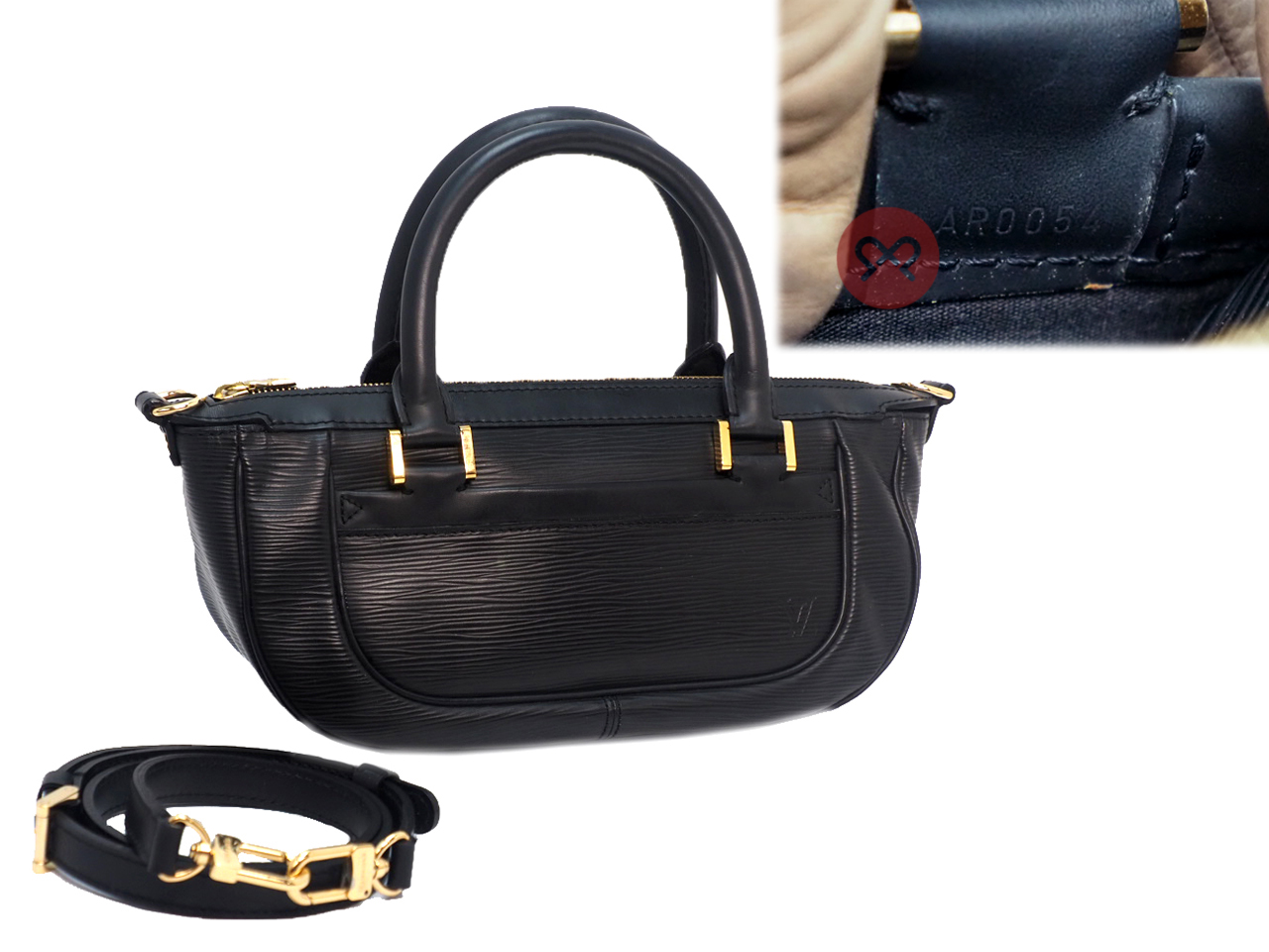 Louis Vuitton M58912 Epi Leather Black Dhanura PM Tote/ Shoulder/ Crossbody Bag (AR0054) - Image 2