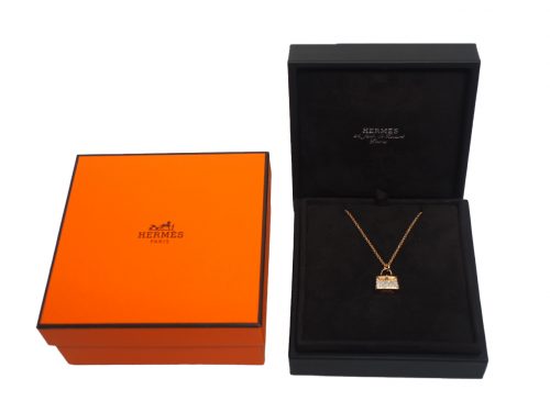 Hermes Kelly Amulettes Pendant 750 Rose Gold With 38 Diamonds 11.61g Necklace