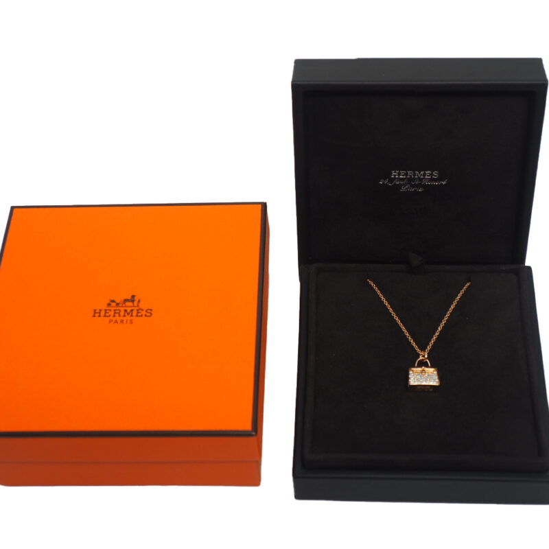 Hermes Kelly Amulettes Pendant 750 Rose Gold With 38 Diamonds 11.61g Necklace