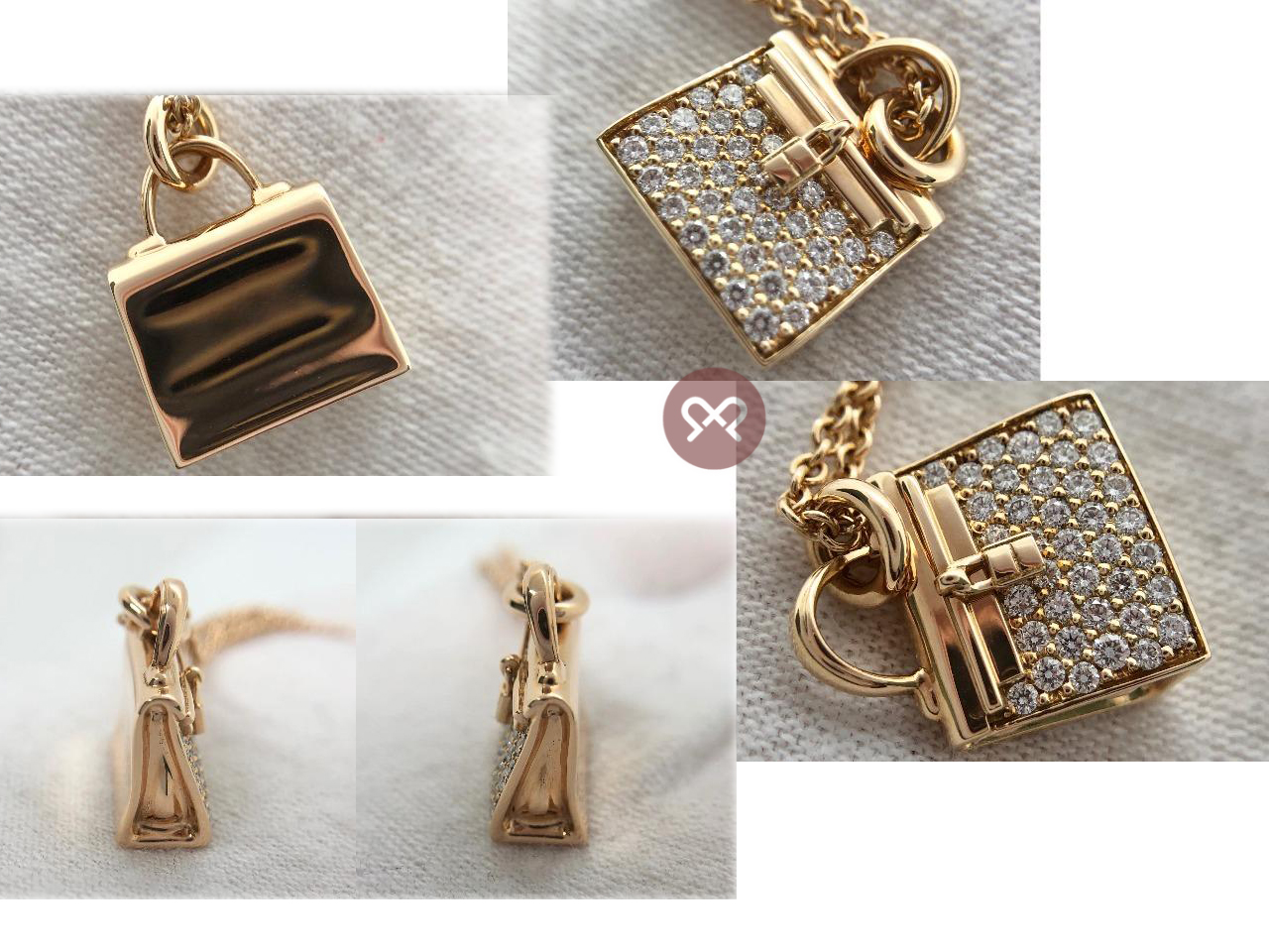 Hermes Kelly Amulettes Pendant 750 Rose Gold With 38 Diamonds 11.61g Necklace - Image 4