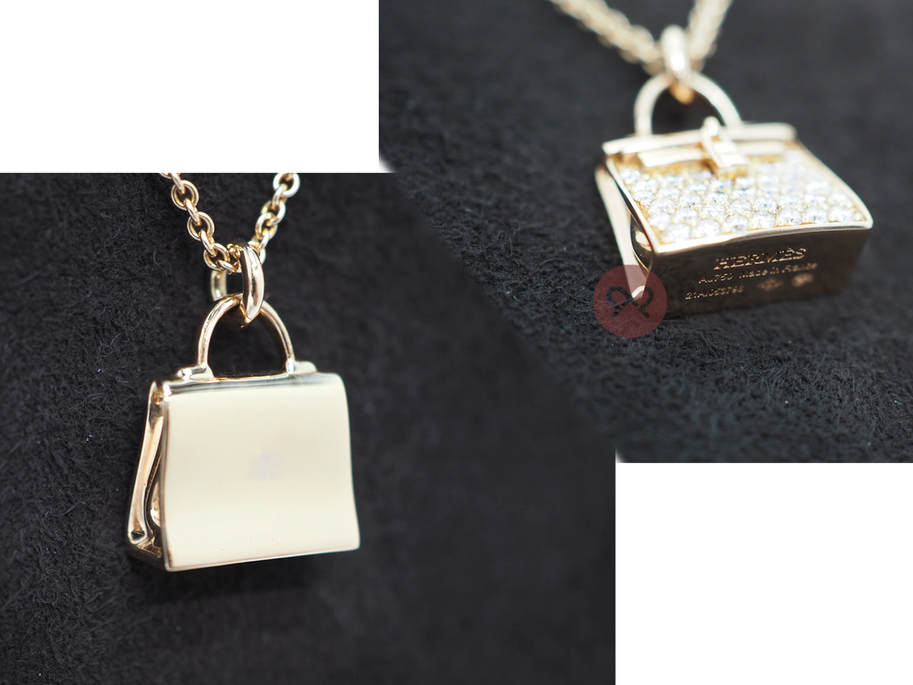 Hermes Kelly Amulettes Pendant 750 Rose Gold With 38 Diamonds 11.61g Necklace - Image 5
