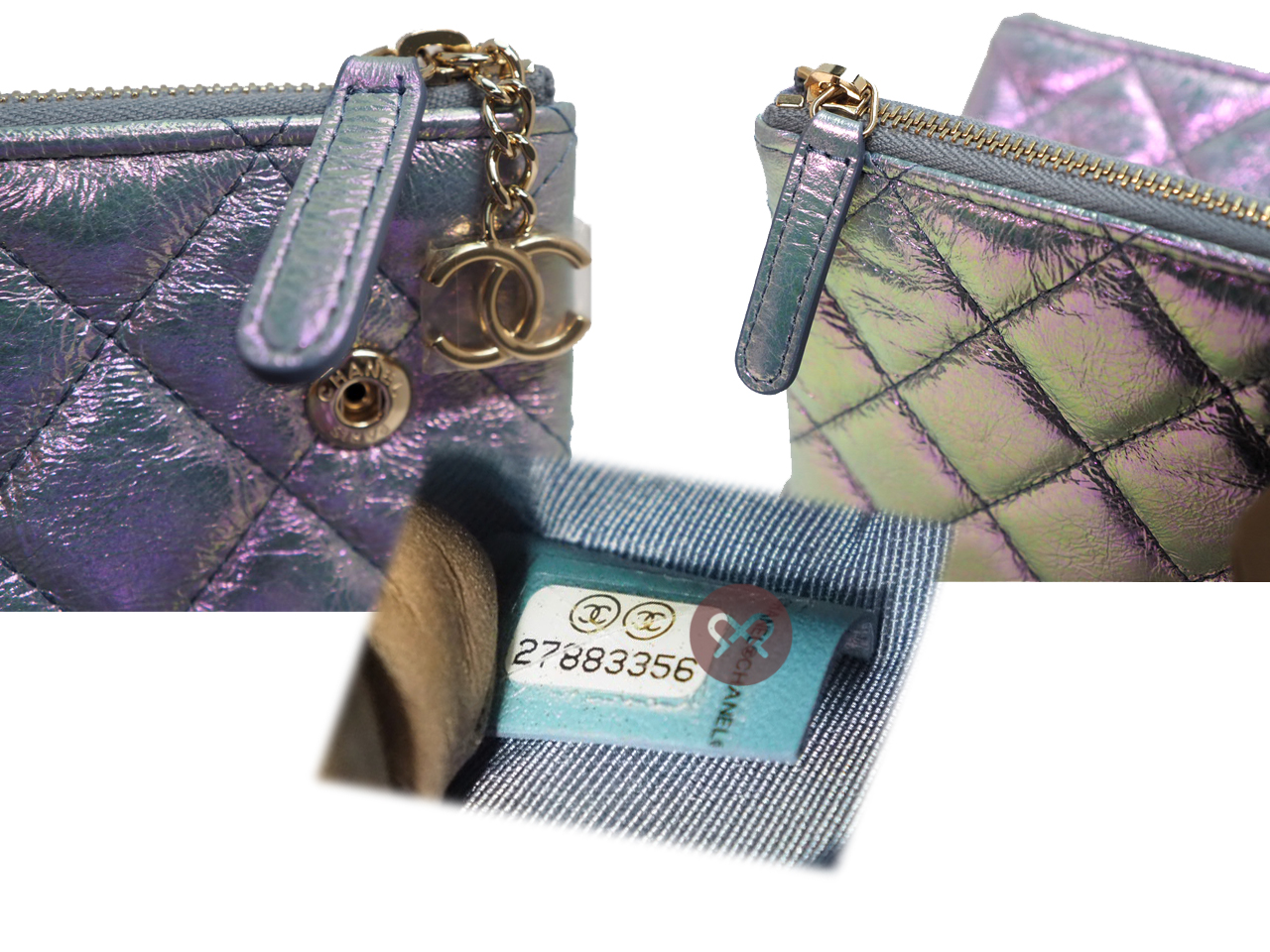 Limited Edition ! Chanel 27883356 Iridescent Crumpled Calfskin ( 3 pouches) Multi Pouch/ Clutch - Image 5