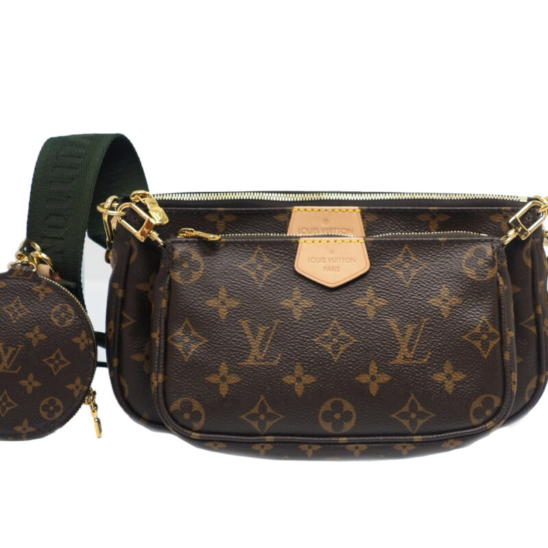 BRAND NEW ! Louis Vuitton M44813 Monogram Canvas Multi Pochette Accessories -Khaki Strap