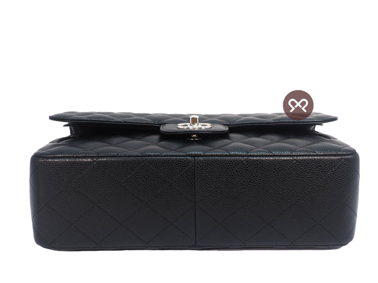 Chanel 26092207 30cm Black Caviar Leather Large Classic Flap Silver Hardware - Image 5