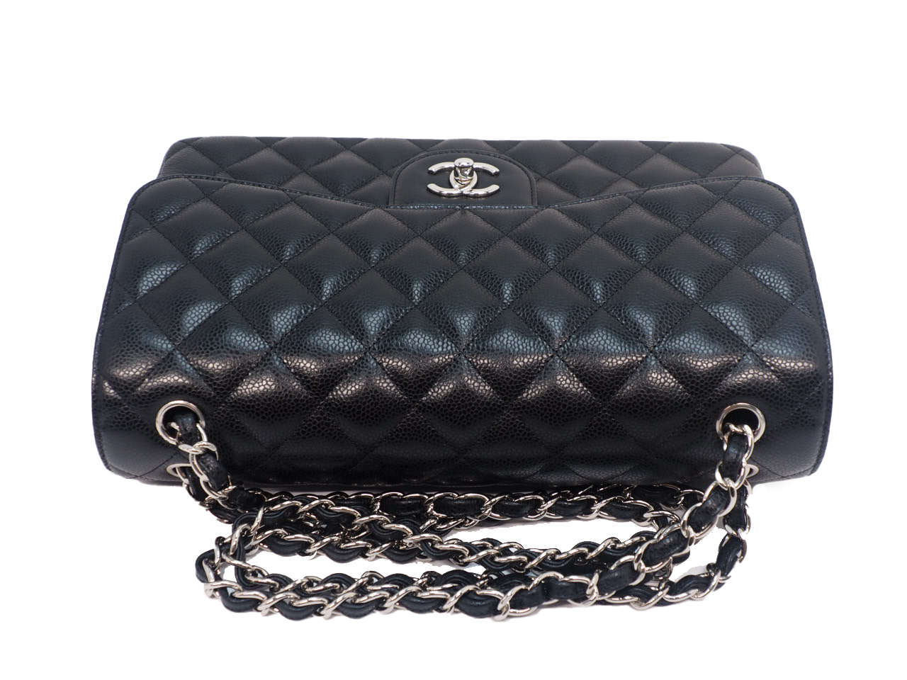 Chanel 26092207 30cm Black Caviar Leather Large Classic Flap Silver Hardware - Image 6