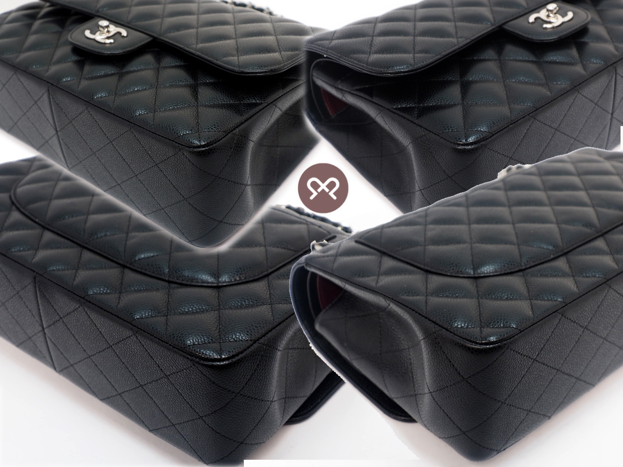 Chanel 26092207 30cm Black Caviar Leather Large Classic Flap Silver Hardware - Image 8