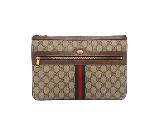 Gucci 517551 Brown Ophidia GG Supreme Pouch/ Clutch Bag