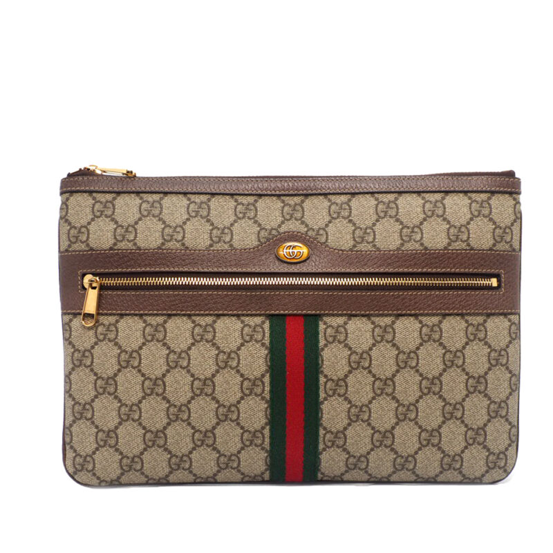 Gucci 517551 Brown Ophidia GG Supreme Pouch/ Clutch Bag