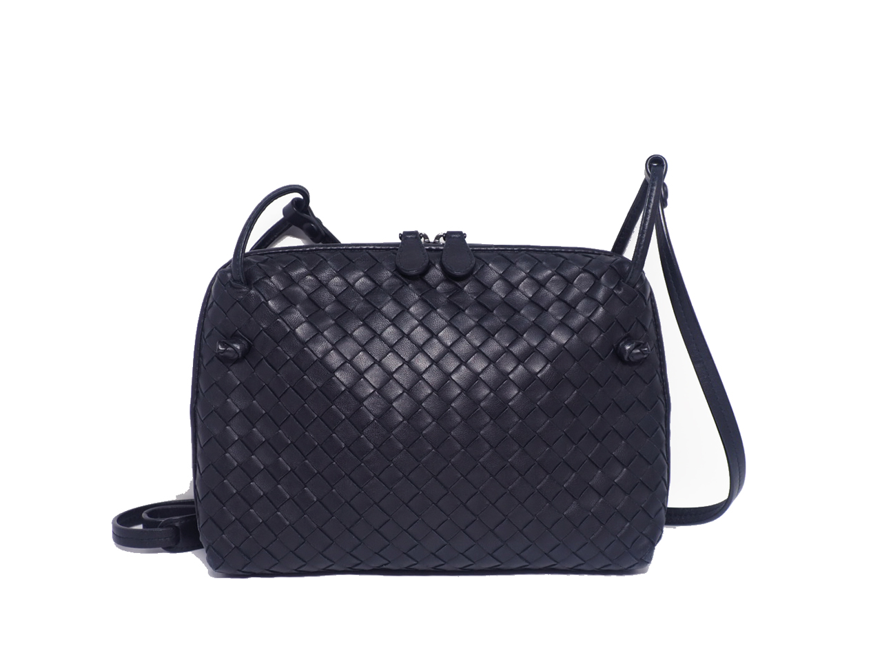 Bottega Veneta Black Intrecciato Nappa Leather Nodini Crossbody Bag- B06290534L