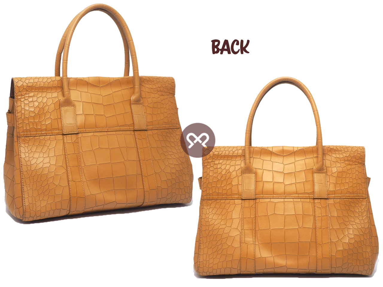 Mulberry Camel Deep Embossed Croco Leather Flip Lock Tote Bayswater Runway Bag - Image 3
